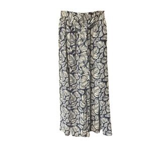 Lepunuo‎ Leaf Print Wide Leg Belted Pants